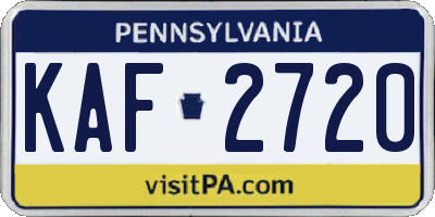 PA license plate KAF2720