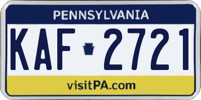 PA license plate KAF2721