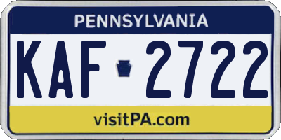 PA license plate KAF2722