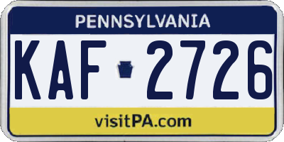 PA license plate KAF2726