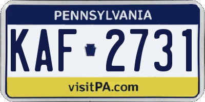 PA license plate KAF2731