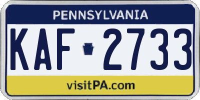 PA license plate KAF2733