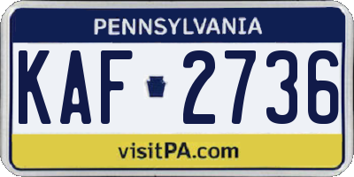 PA license plate KAF2736