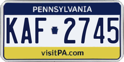 PA license plate KAF2745