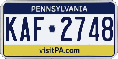 PA license plate KAF2748