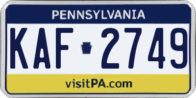 PA license plate KAF2749