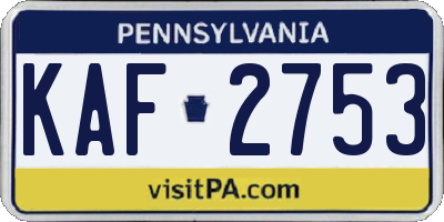 PA license plate KAF2753