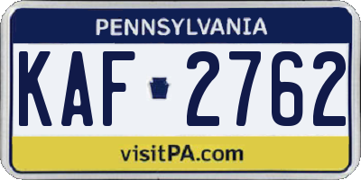 PA license plate KAF2762