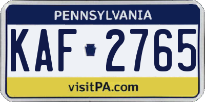 PA license plate KAF2765