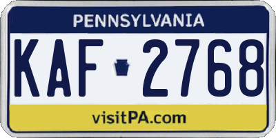 PA license plate KAF2768