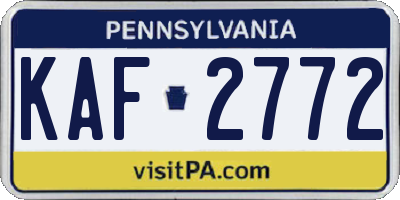 PA license plate KAF2772