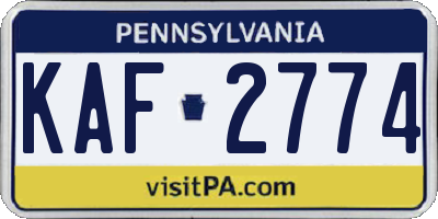 PA license plate KAF2774