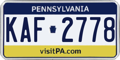 PA license plate KAF2778