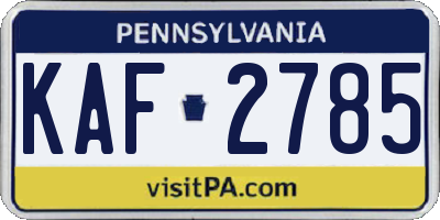 PA license plate KAF2785