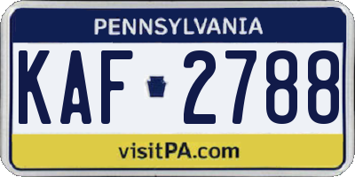 PA license plate KAF2788