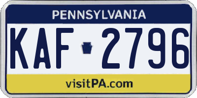 PA license plate KAF2796