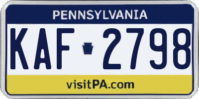 PA license plate KAF2798