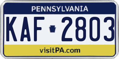 PA license plate KAF2803