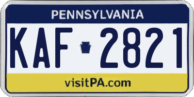 PA license plate KAF2821