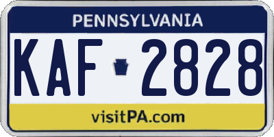 PA license plate KAF2828
