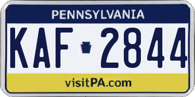 PA license plate KAF2844
