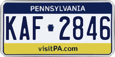 PA license plate KAF2846