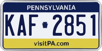 PA license plate KAF2851