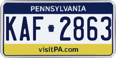 PA license plate KAF2863