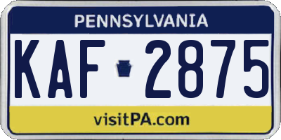 PA license plate KAF2875