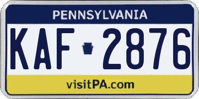 PA license plate KAF2876