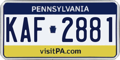PA license plate KAF2881