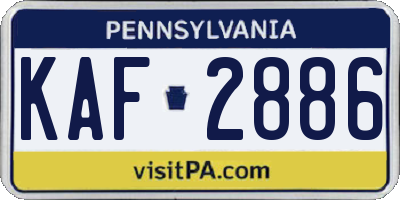 PA license plate KAF2886