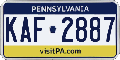 PA license plate KAF2887