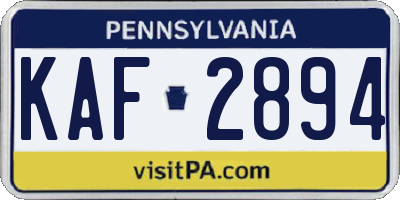 PA license plate KAF2894