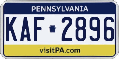 PA license plate KAF2896