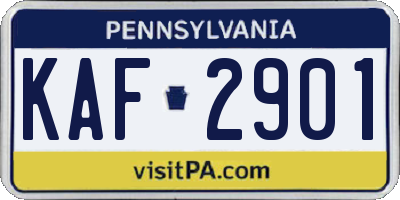 PA license plate KAF2901