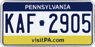 PA license plate KAF2905