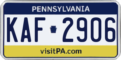 PA license plate KAF2906