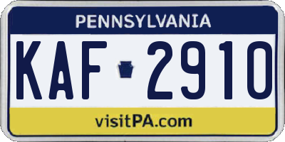 PA license plate KAF2910