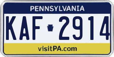 PA license plate KAF2914