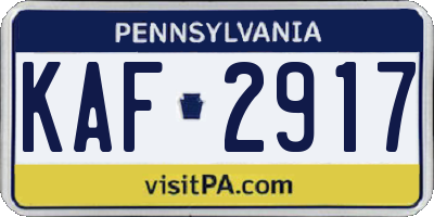 PA license plate KAF2917