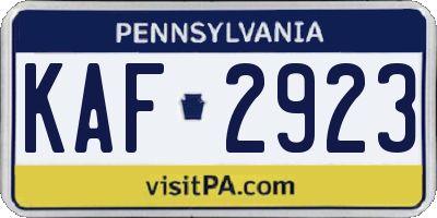 PA license plate KAF2923