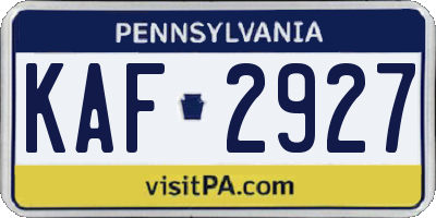 PA license plate KAF2927