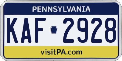 PA license plate KAF2928