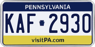 PA license plate KAF2930