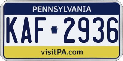 PA license plate KAF2936