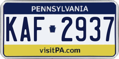 PA license plate KAF2937