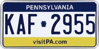 PA license plate KAF2955