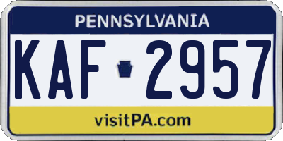 PA license plate KAF2957