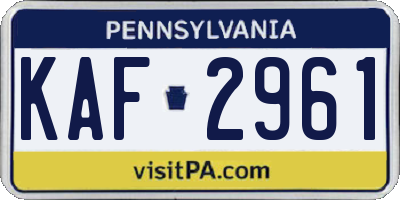 PA license plate KAF2961
